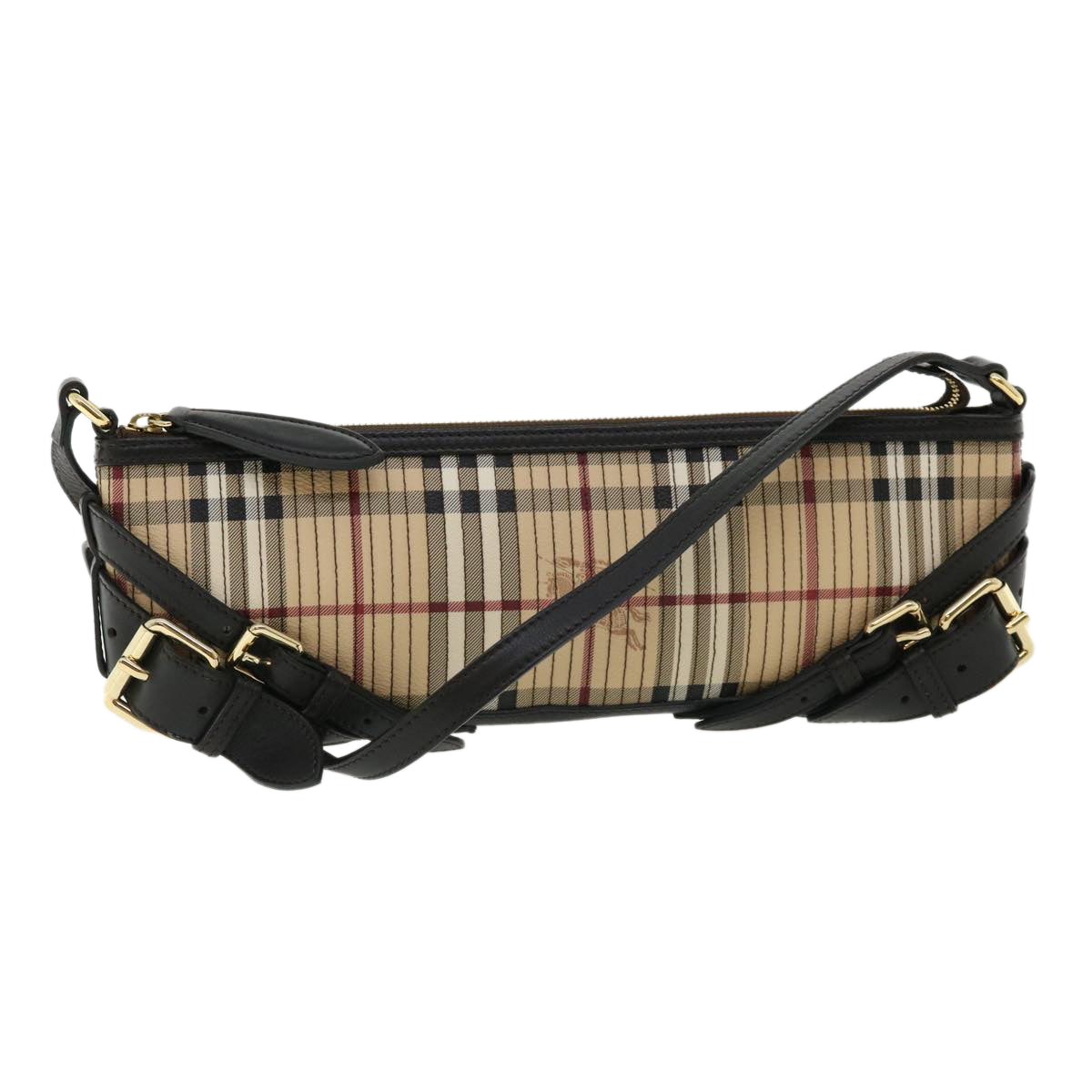 Burberry Nova Check Shoulder Bag Canvas Leather Beige Auth 32763A