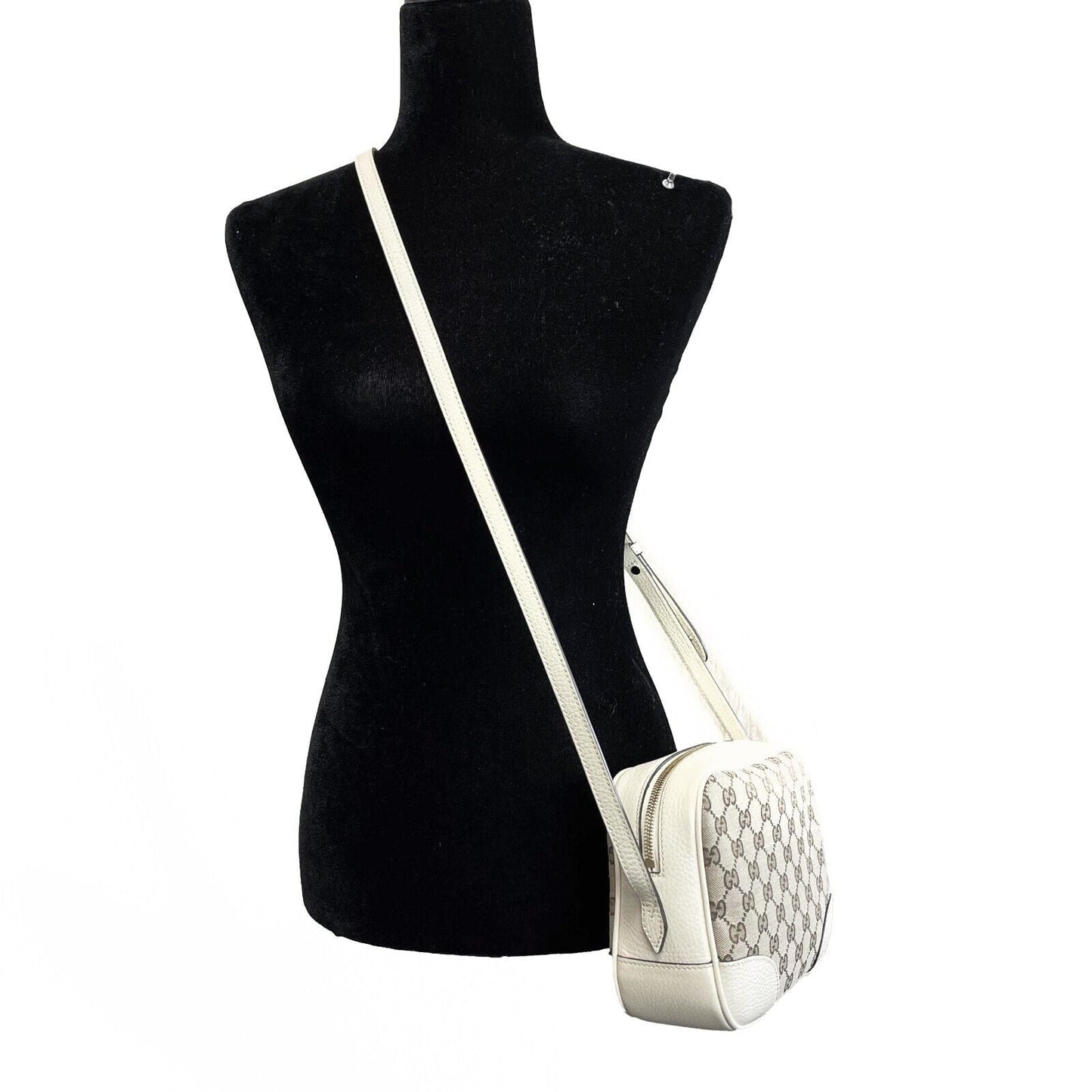 GUCCI Pristine Bree GG Canvas Ivory Disco Crossbody ssima Beige/White