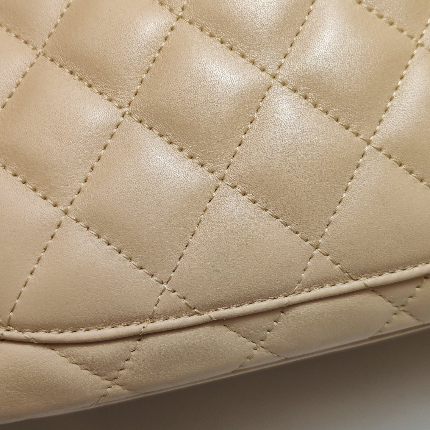 Chanel Cambon Flap Maxi Beige Calfskin Leather Double Strap Shoulder Bag