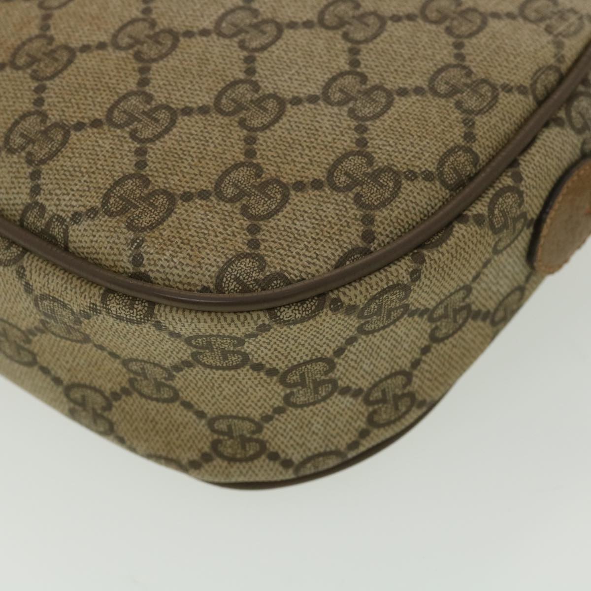 GUCCI Web Sherry Line GG Canvas Clutch Bag PVC Leather Beige Green 89 36428