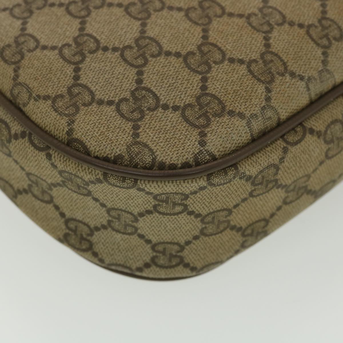 GUCCI Web Sherry Line GG Canvas Clutch Bag PVC Leather Beige Green 89 36428