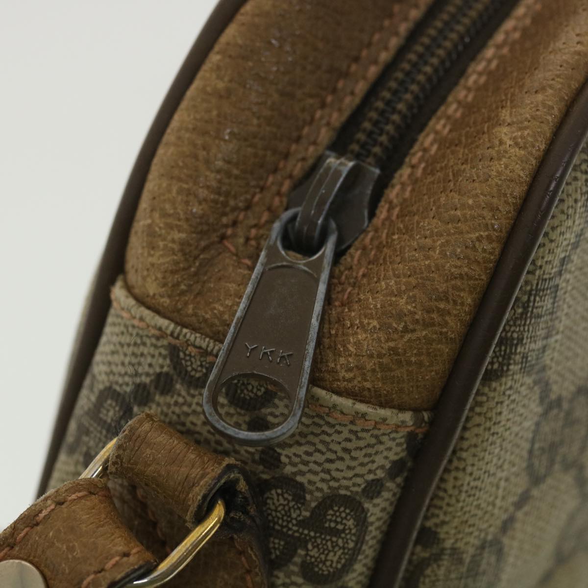 GUCCI Web Sherry Line GG Canvas Clutch Bag PVC Leather Beige Green 89 36428