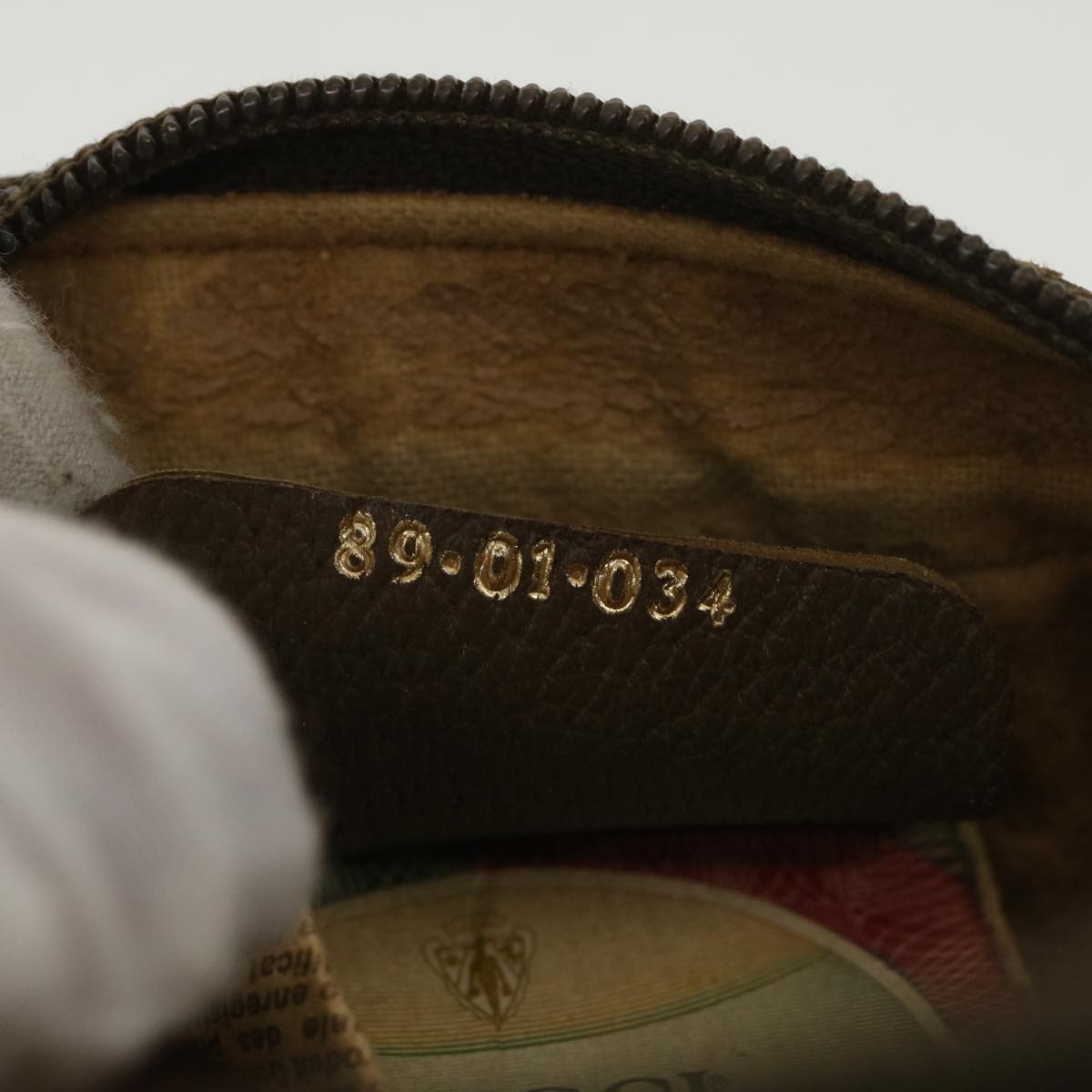 GUCCI Web Sherry Line GG Canvas Clutch Bag PVC Leather Beige Green 89 36428