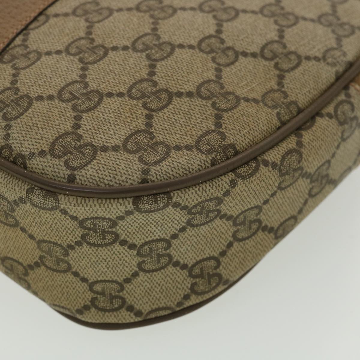 GUCCI Web Sherry Line GG Canvas Clutch Bag PVC Leather Beige Green 89 36428