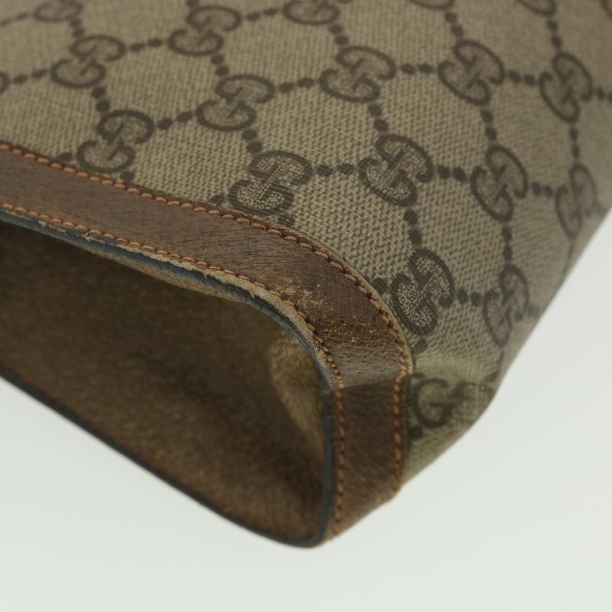 GUCCI Web Sherry Line GG Canvas Clutch Bag PVC Leather Beige Green 89 36433