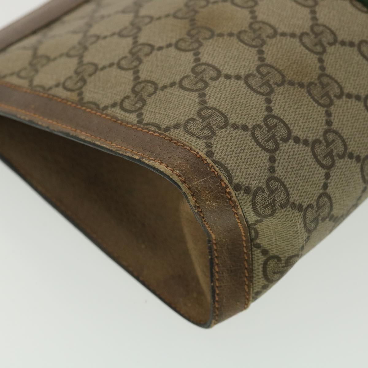 GUCCI Web Sherry Line GG Canvas Clutch Bag PVC Leather Beige Green 89 36433
