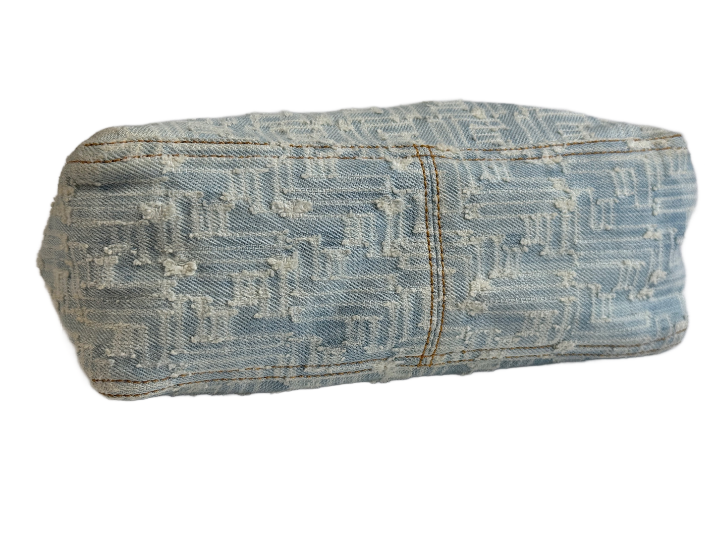 Fendi Vintage Light Blue Zucca Monogram Denim Small Shoulder Pochette Bag