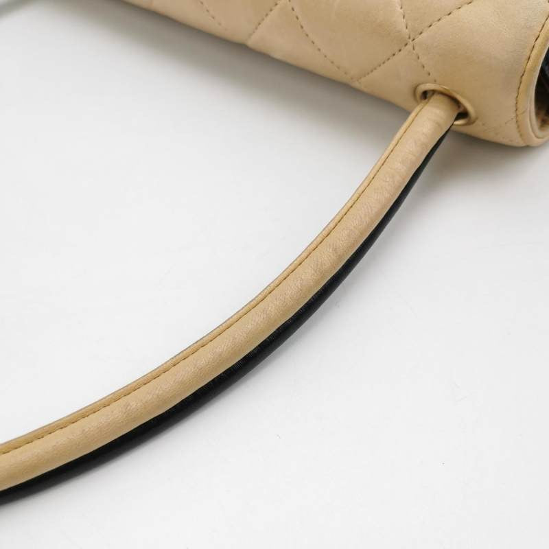 Chanel Matelasse 2.55 Bi-color Beige and Black Lambskin Leather Strap Shoulder Bag, 2000-2002
