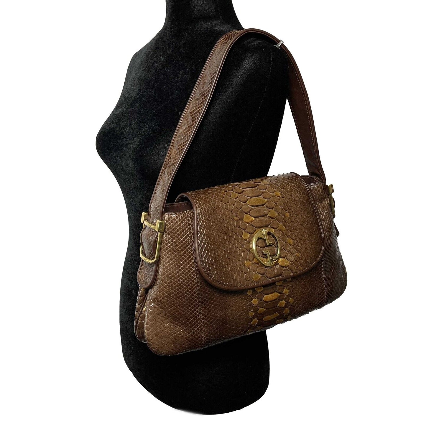 GUCCI - 1973 Python Metallic Accent Shoulder Bag