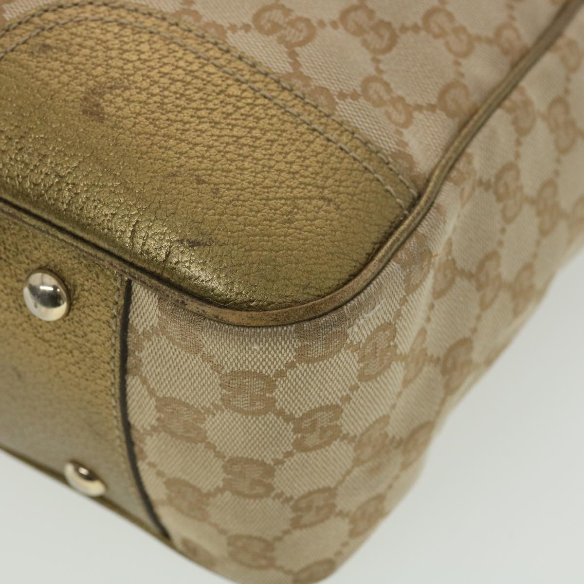 GUCCI GG Canvas Shoulder Bag Beige Gold 163805 38395