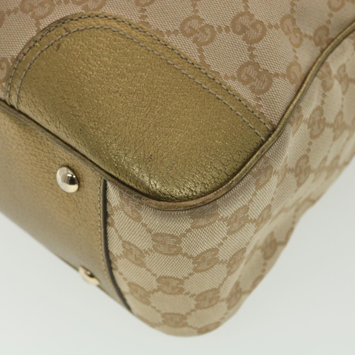 GUCCI GG Canvas Shoulder Bag Beige Gold 163805 38395