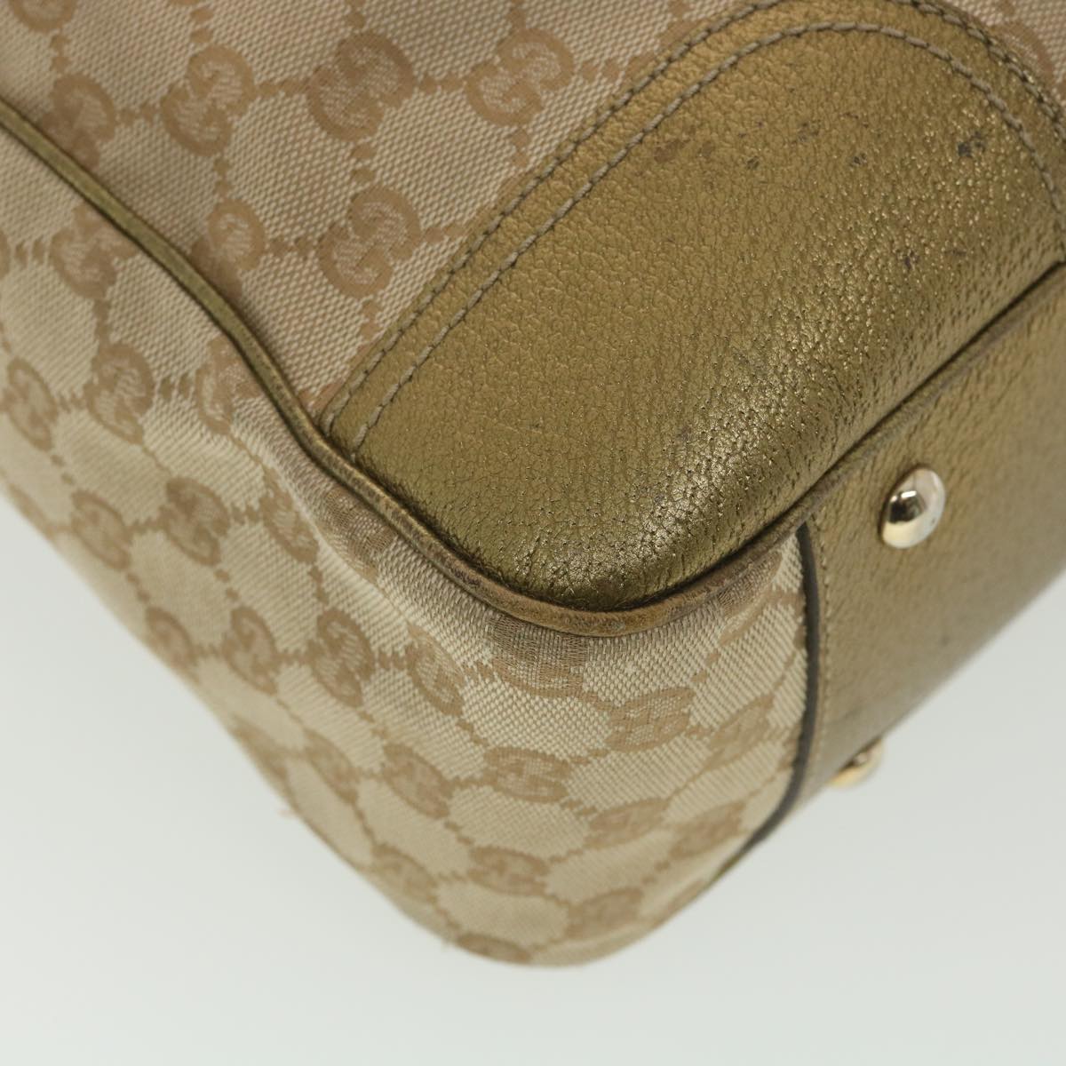 GUCCI GG Canvas Shoulder Bag Beige Gold 163805 38395