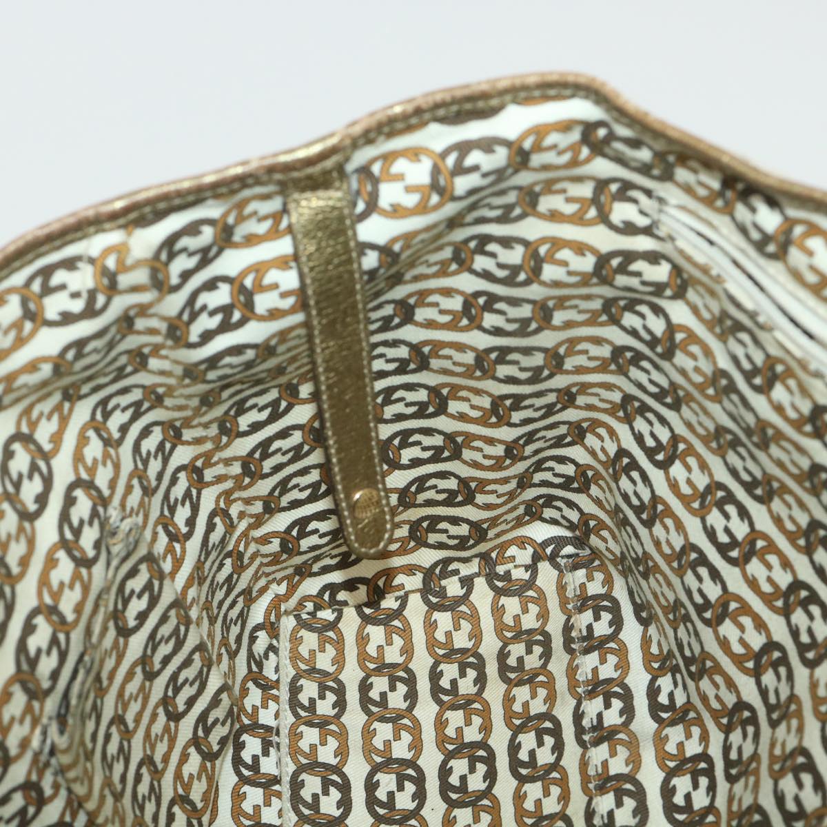 GUCCI GG Canvas Shoulder Bag Beige Gold 163805 38395