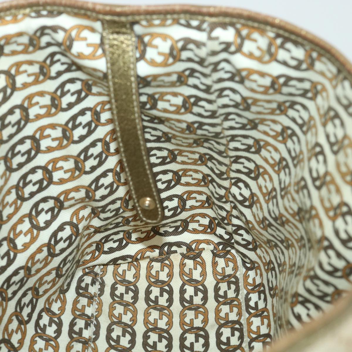 GUCCI GG Canvas Shoulder Bag Beige Gold 163805 38395