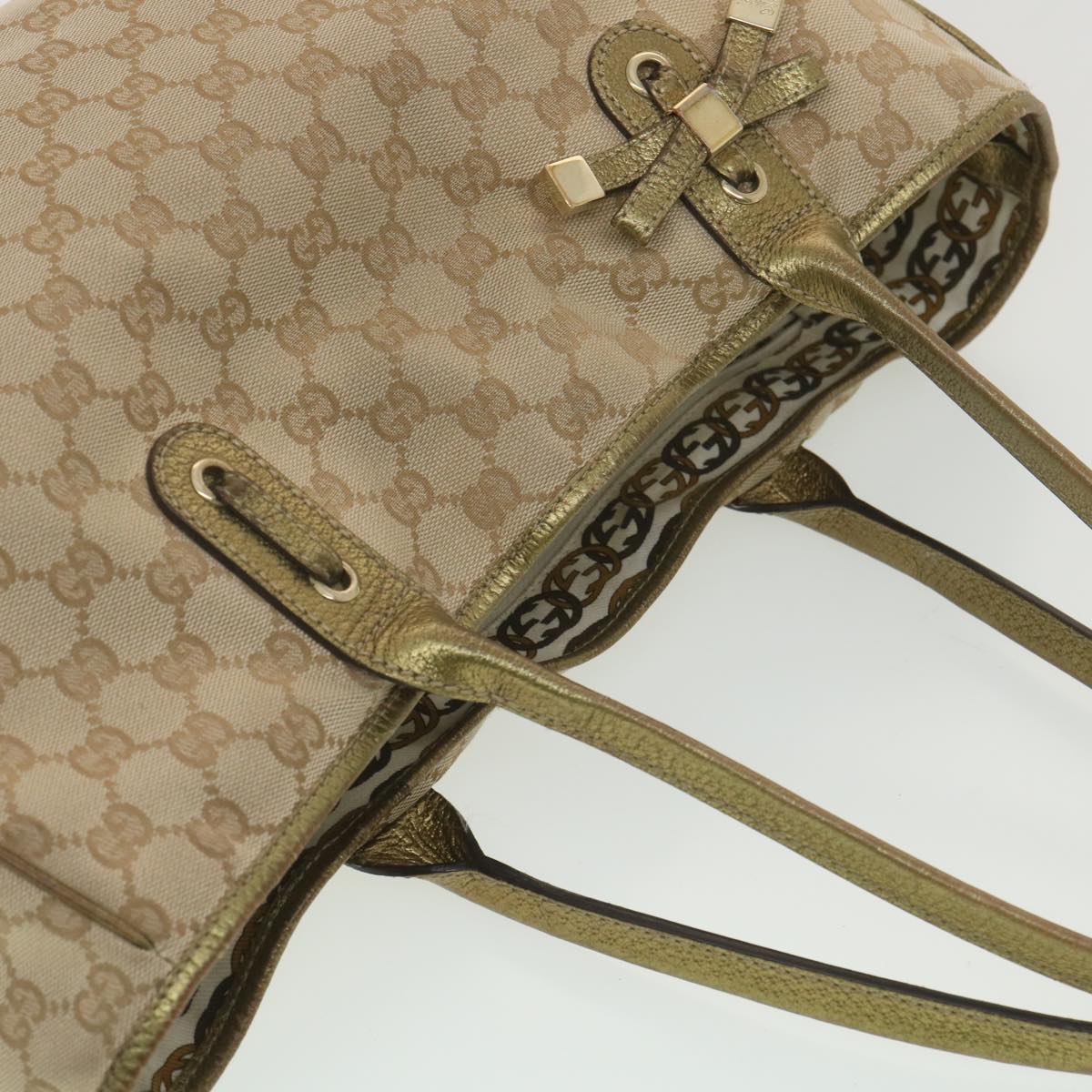 GUCCI GG Canvas Shoulder Bag Beige Gold 163805 38395