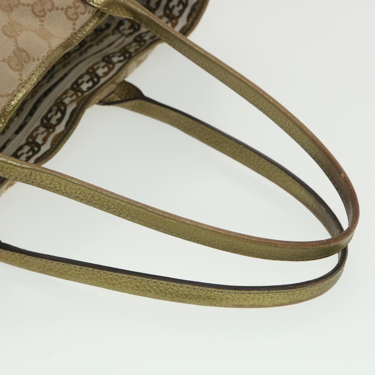 GUCCI GG Canvas Shoulder Bag Beige Gold 163805 38395
