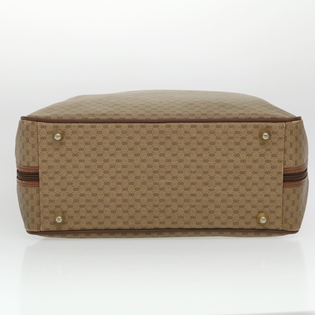 GUCCI Web Sherry Line Micro GG Canvas Boston Bag PVC Leather Brown 38417