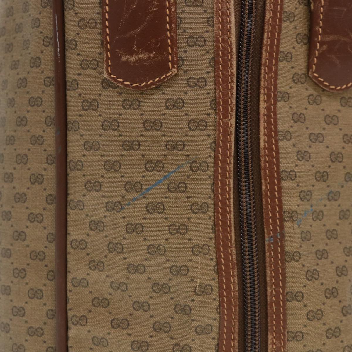 GUCCI Web Sherry Line Micro GG Canvas Boston Bag PVC Leather Brown 38417