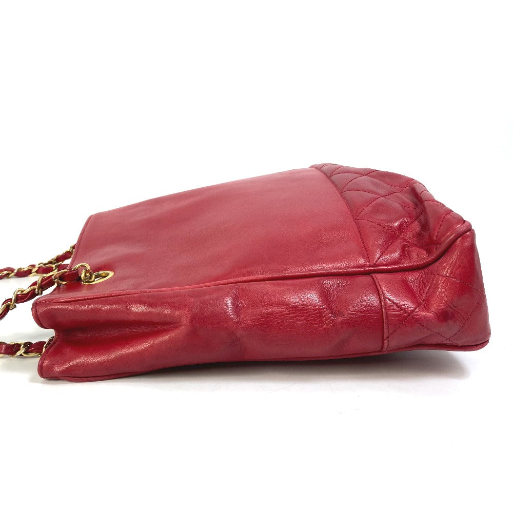 CHANEL Shoulder Bag leather Red vintage quilting matelasse Women Used