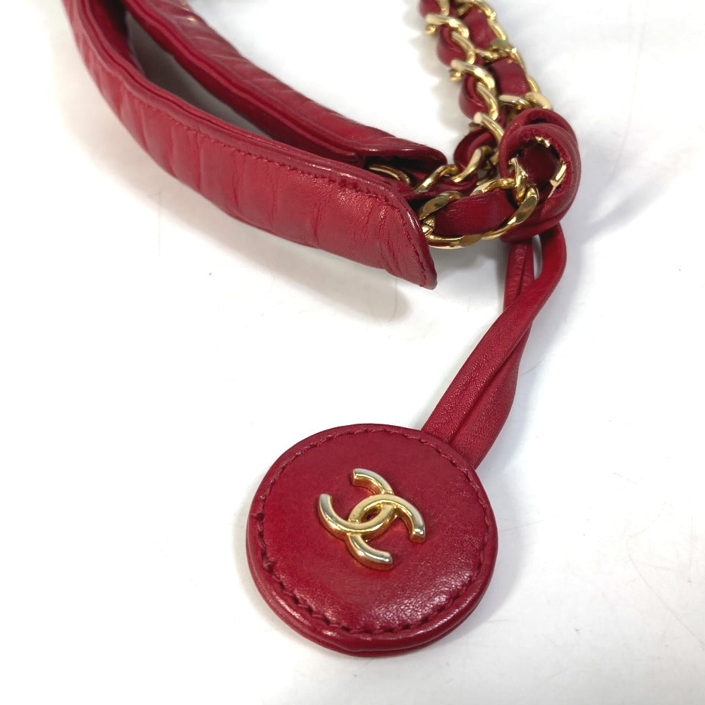 CHANEL Shoulder Bag leather Red vintage quilting matelasse Women Used