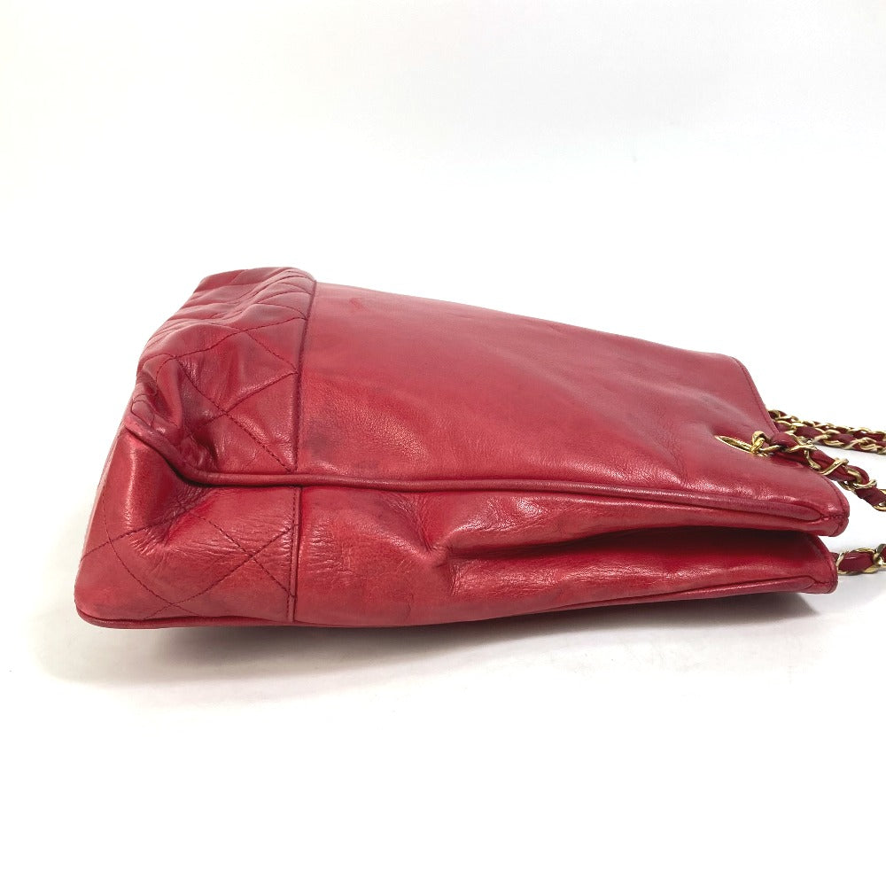 CHANEL Shoulder Bag leather Red vintage quilting matelasse Women Used