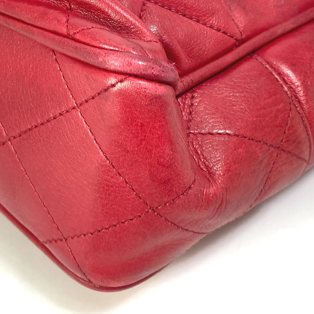 CHANEL Shoulder Bag leather Red vintage quilting matelasse Women Used