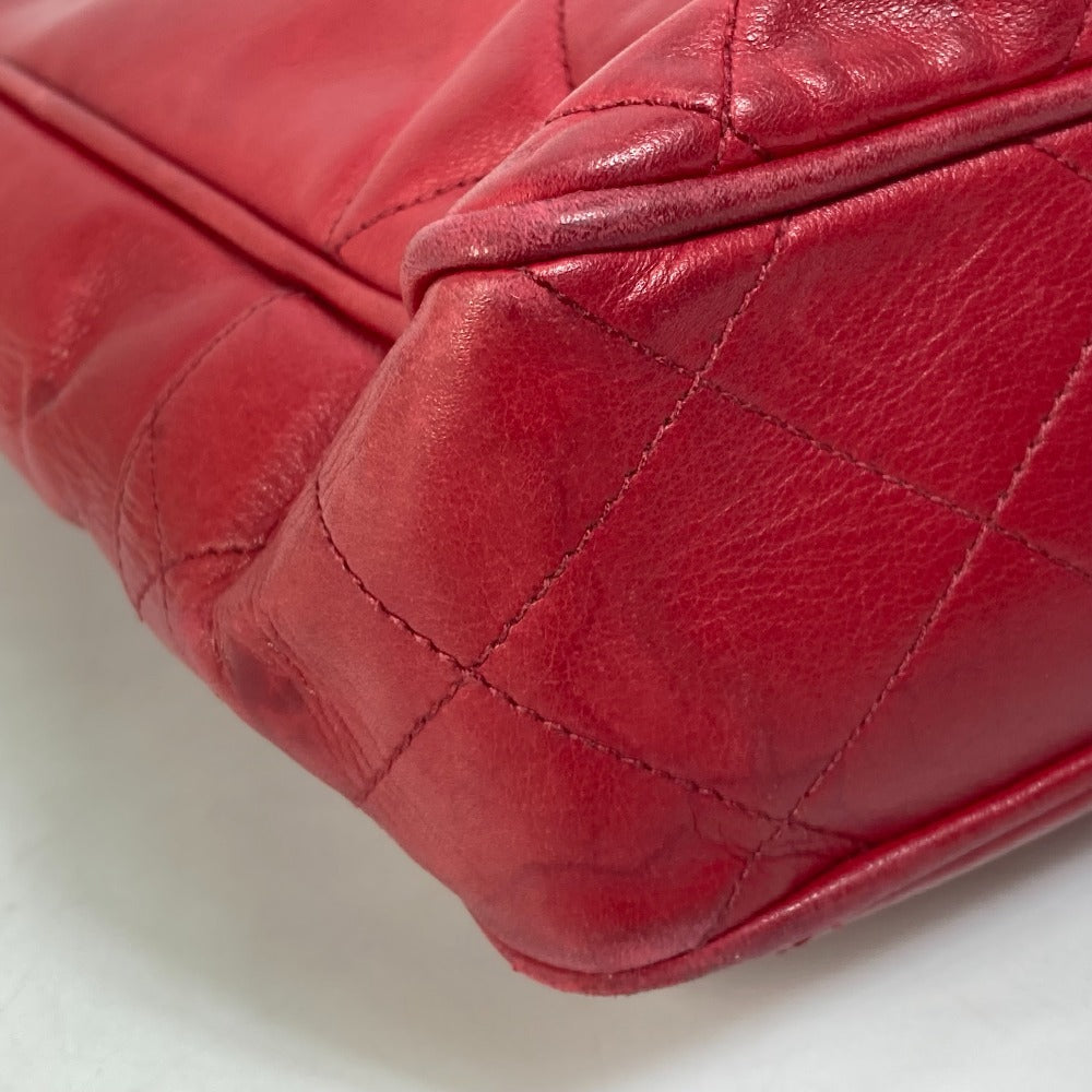 CHANEL Shoulder Bag leather Red vintage quilting matelasse Women Used