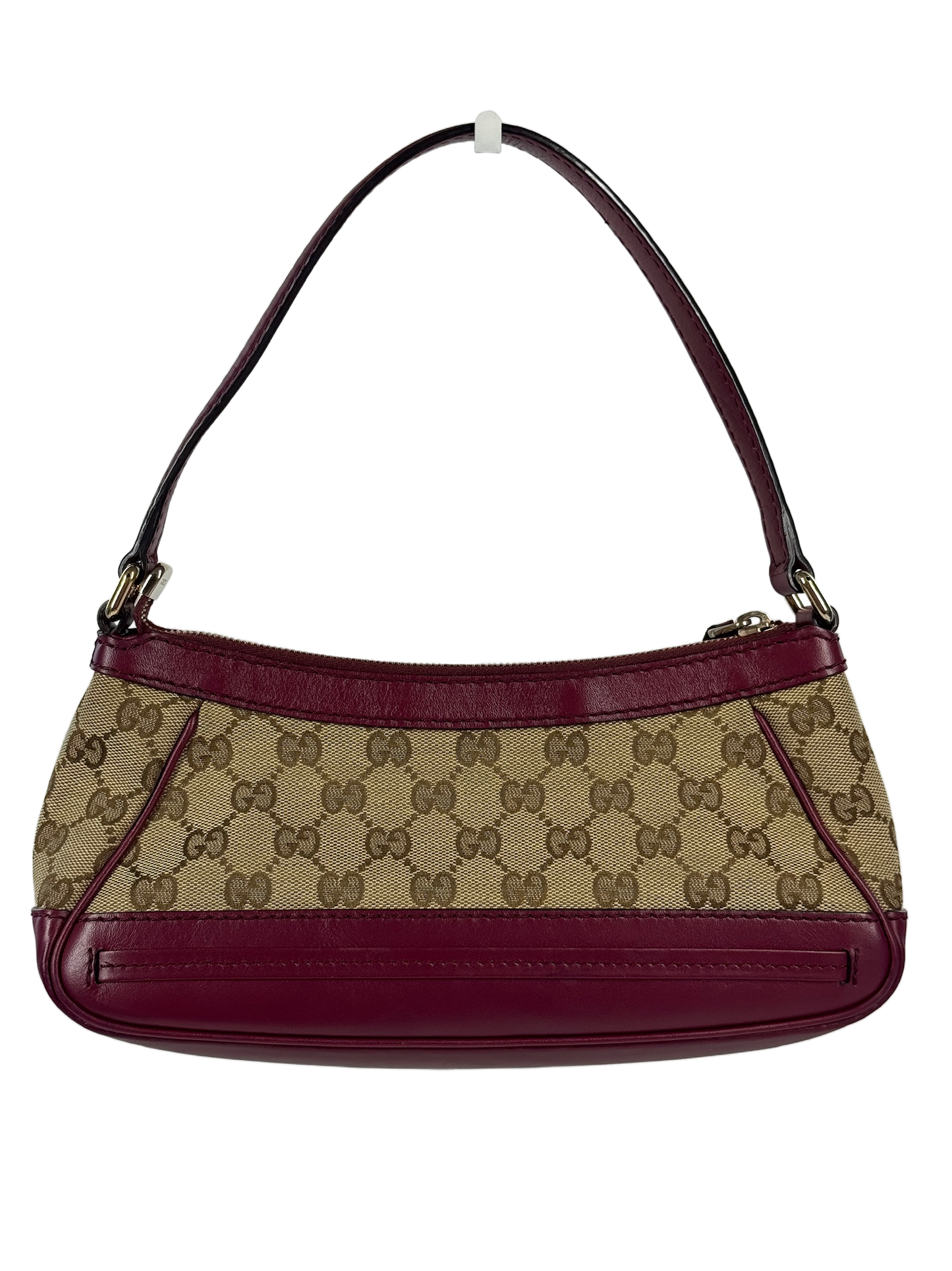 Gucci Brown GG Monogram Canvas Fuchsia Pink Leather Trim Mayfair Bow Logo Shoulder Bag