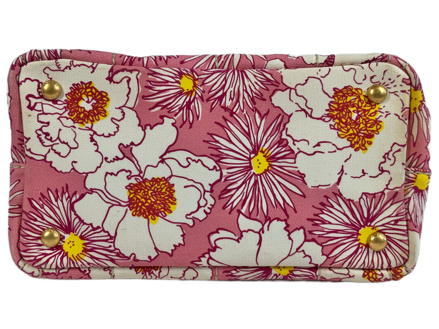 Prada Pink Floral Canvas Small Canapa Tote