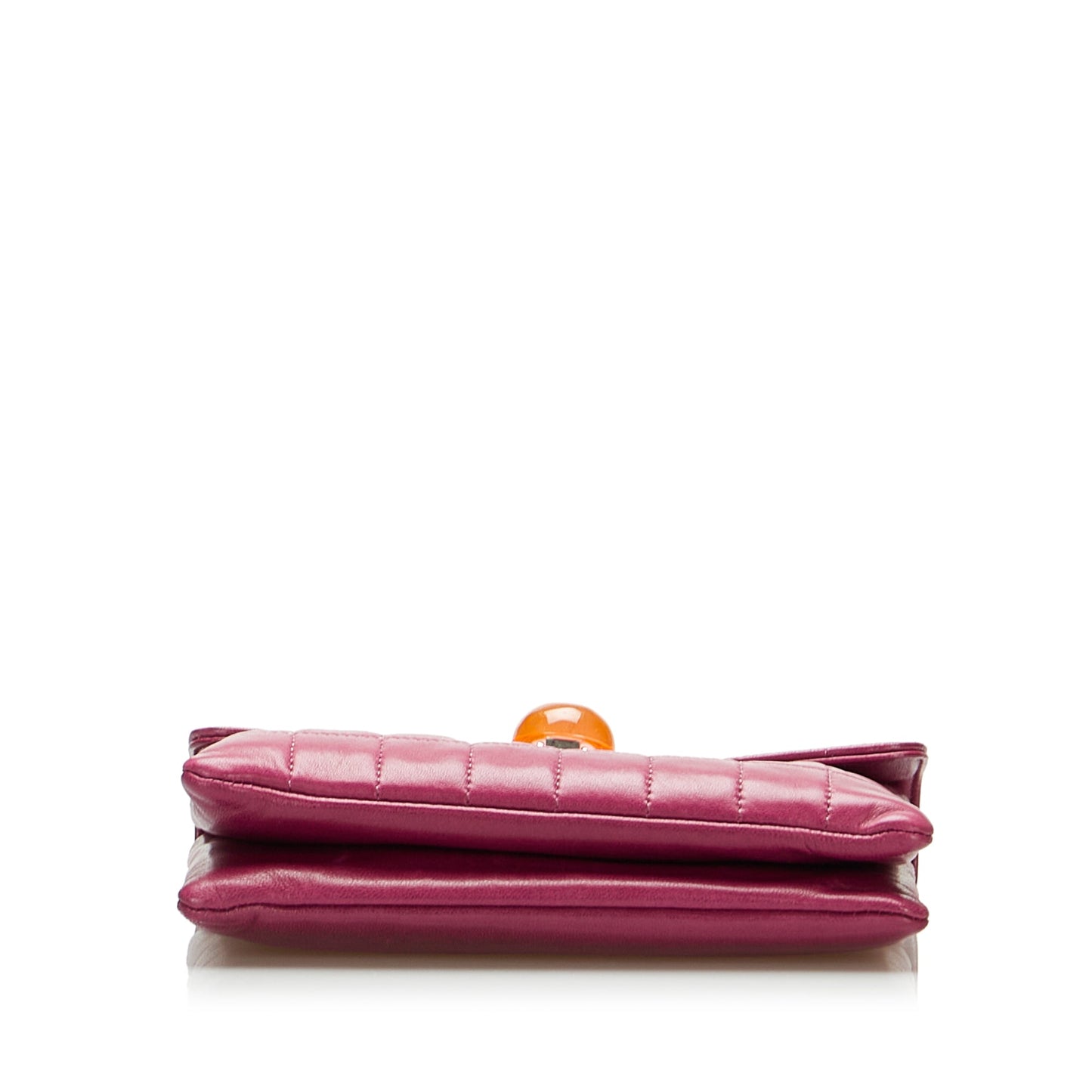 Magenta Chanel Square Quilted Lambskin Beaded Chain Shoulder Bag