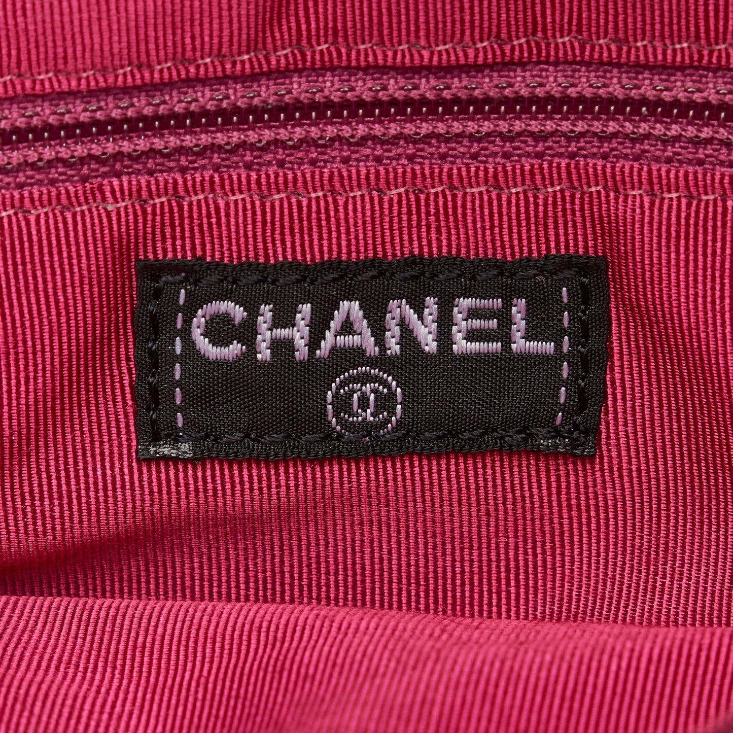 Magenta Chanel Square Quilted Lambskin Beaded Chain Shoulder Bag