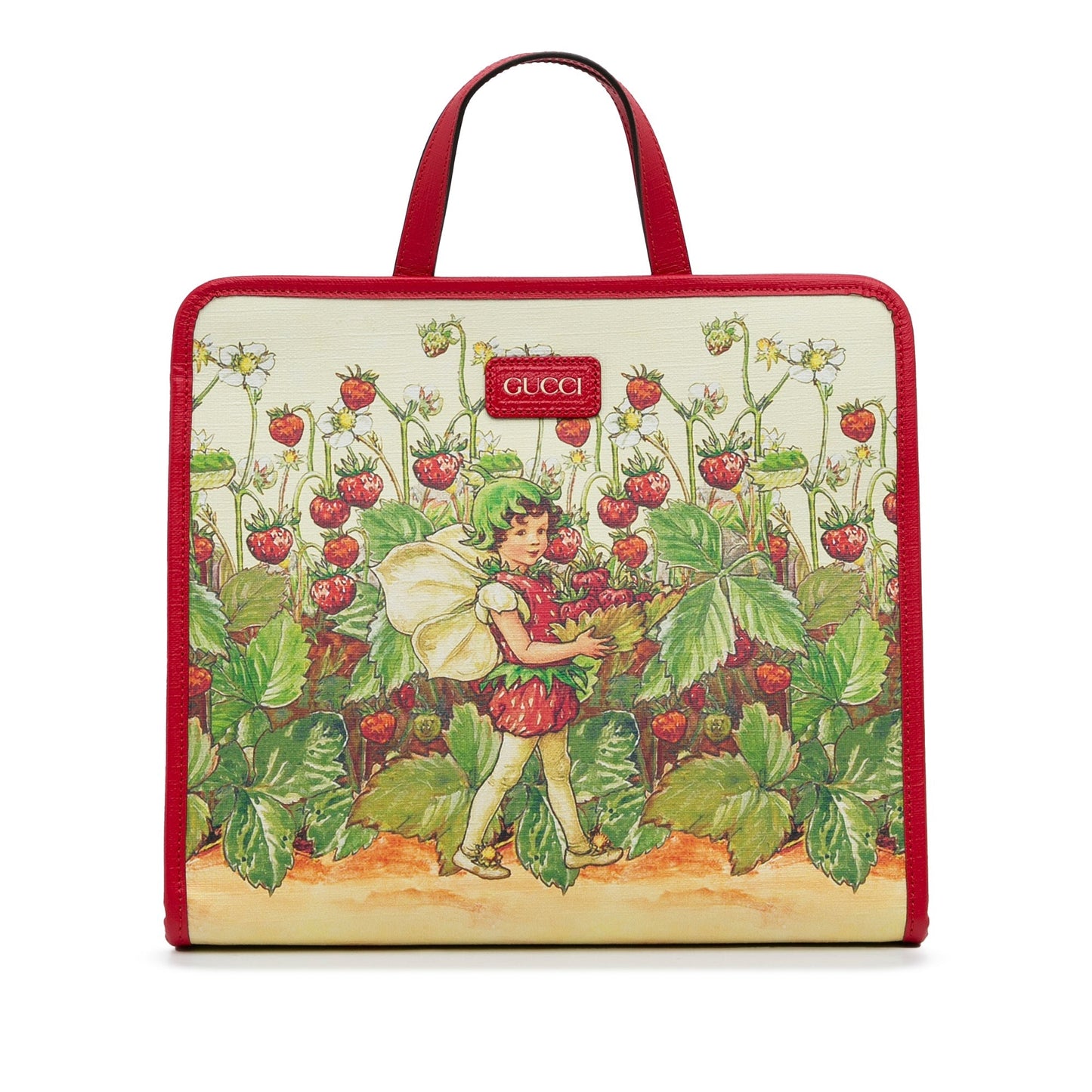 Red Gucci Kids Strawberry Fairy Tote Bag