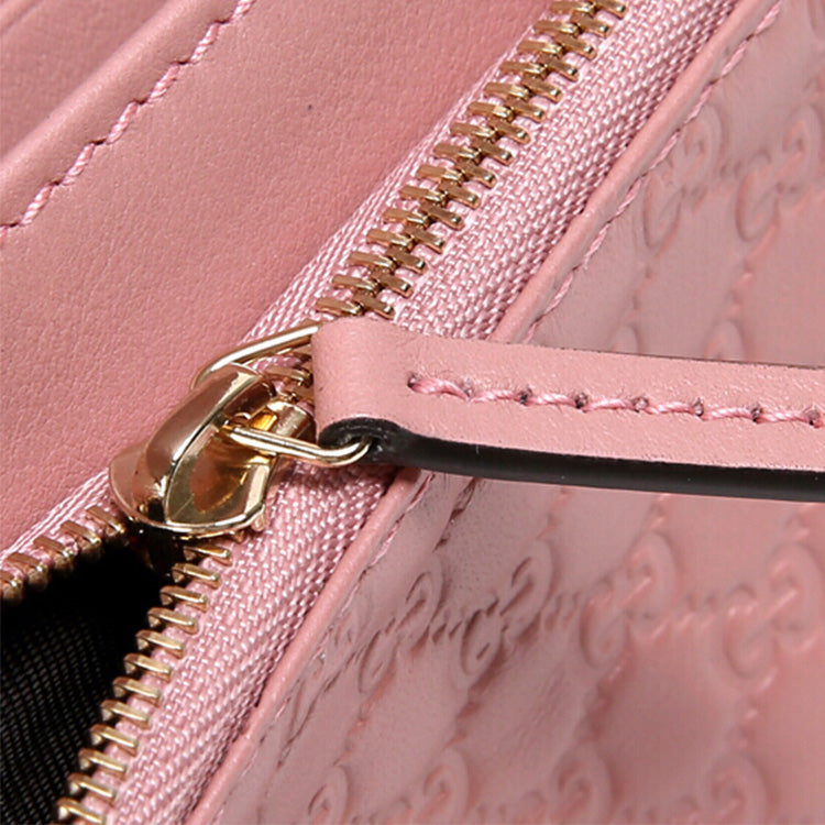 GUCCI Logo Embossing Leather Logo Leather Shoulder Messenger Bag Pink Candy 466507-BMJ1G-5806