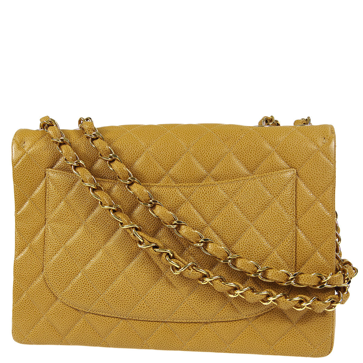 Chanel 2001-2003 * Beige Caviar Jumbo Classic Flap Shoulder Bag