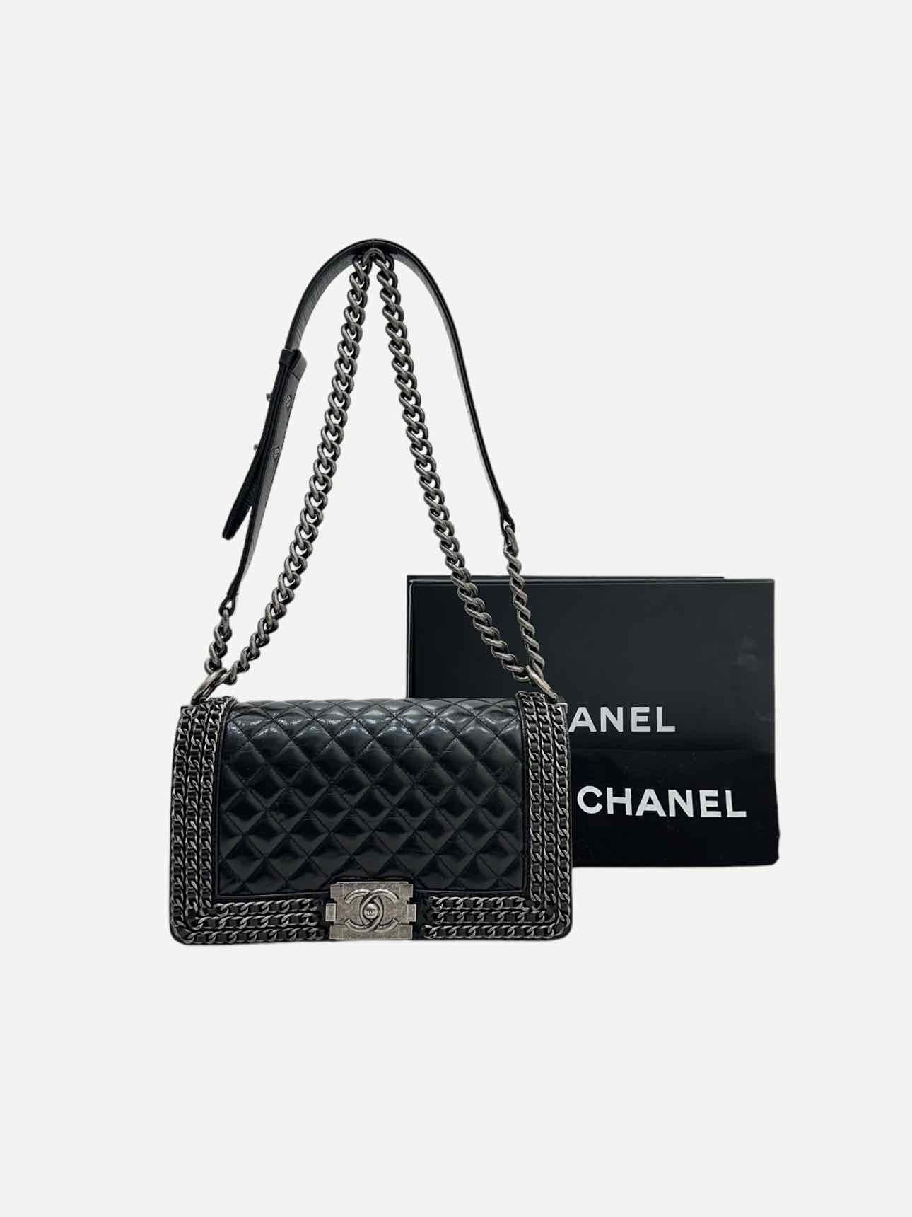 CHANEL Chain Boy Black Shoulder Bag