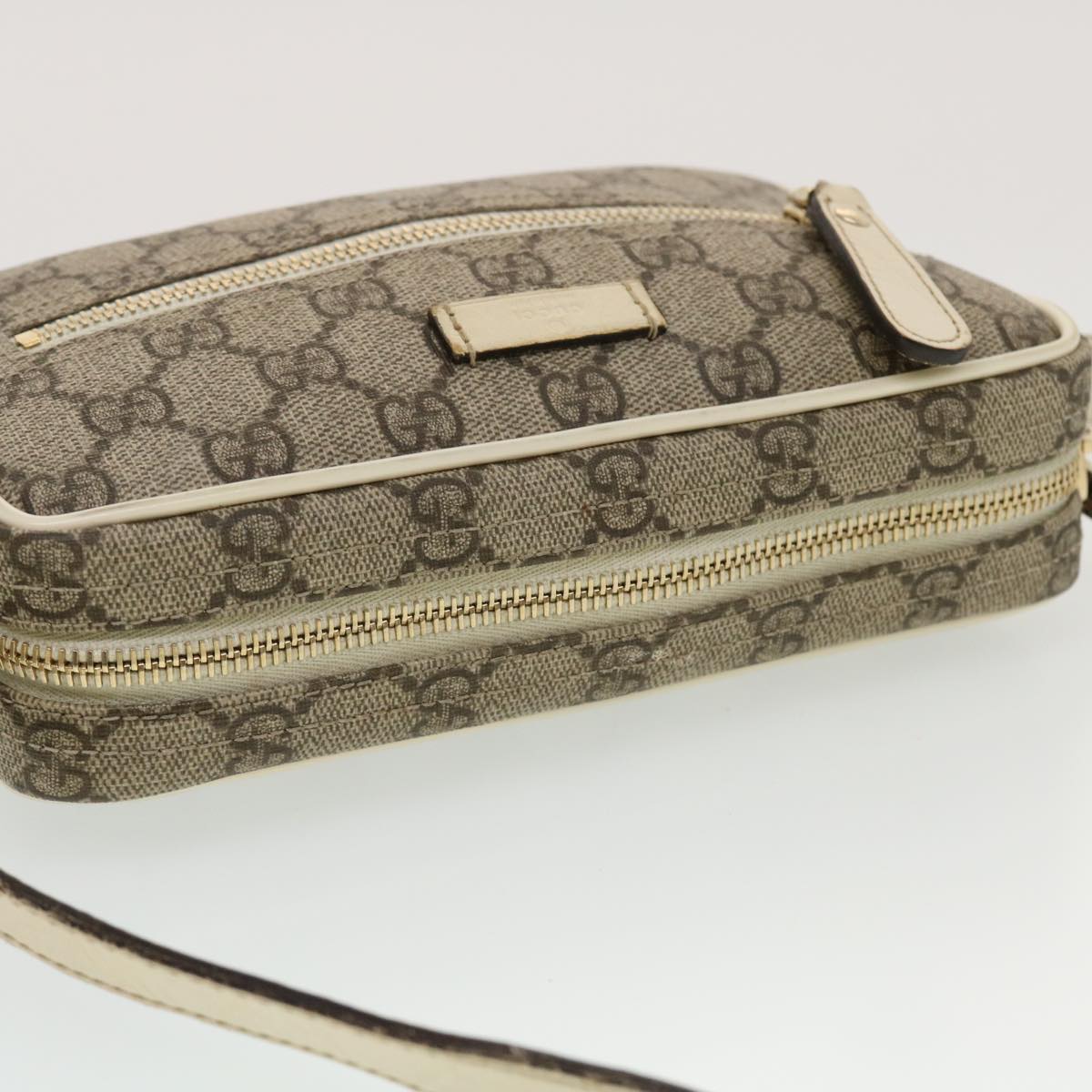 GUCCI GG Canvas Shoulder Bag PVC Leather Beige 201447 43748