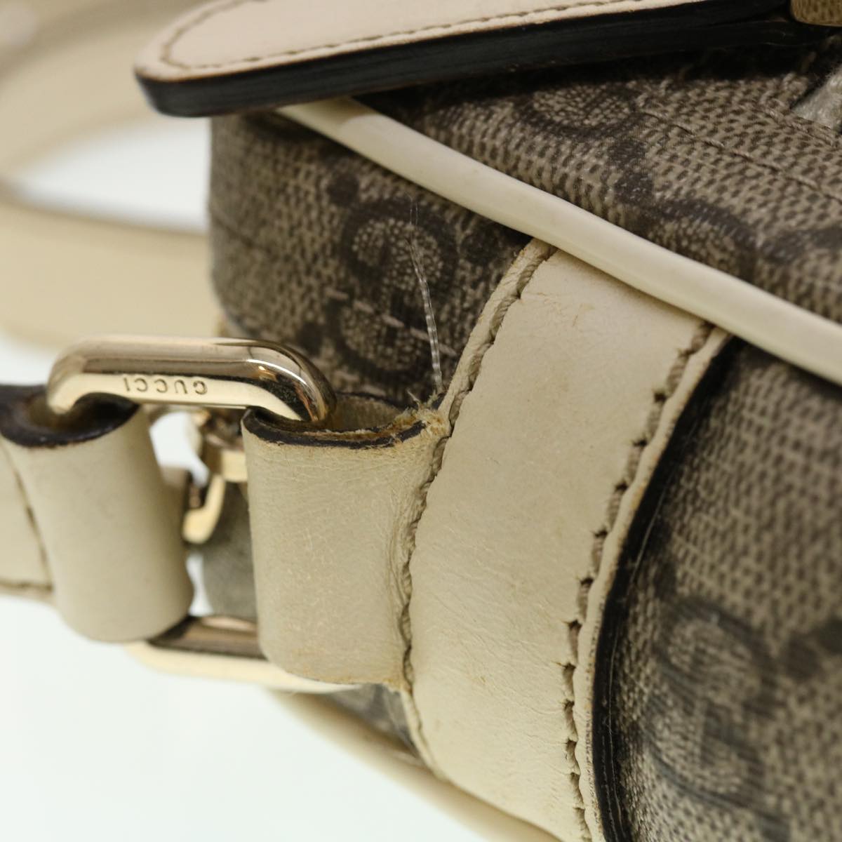 GUCCI GG Canvas Shoulder Bag PVC Leather Beige 201447 43748