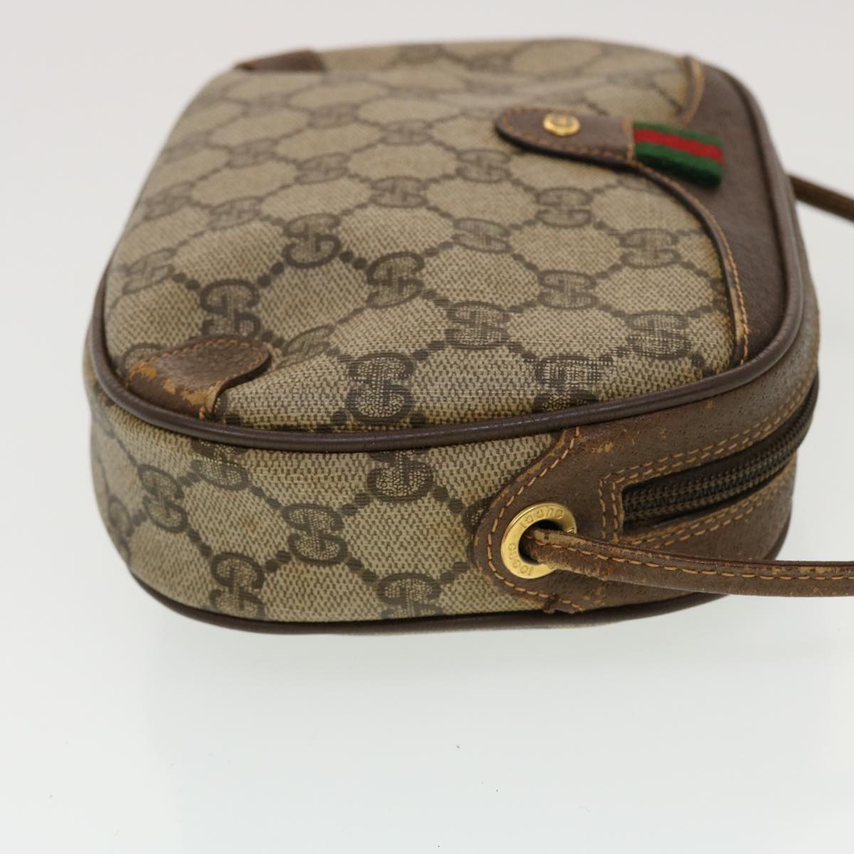 GUCCI GG Canvas Web Sherry Line Shoulder Bag Beige Red Green 43903