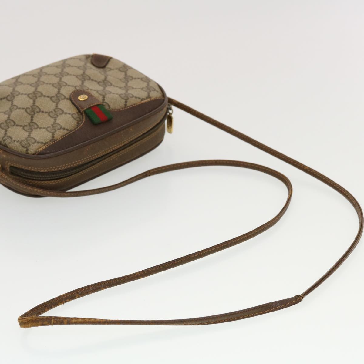GUCCI GG Canvas Web Sherry Line Shoulder Bag Beige Red Green 43903