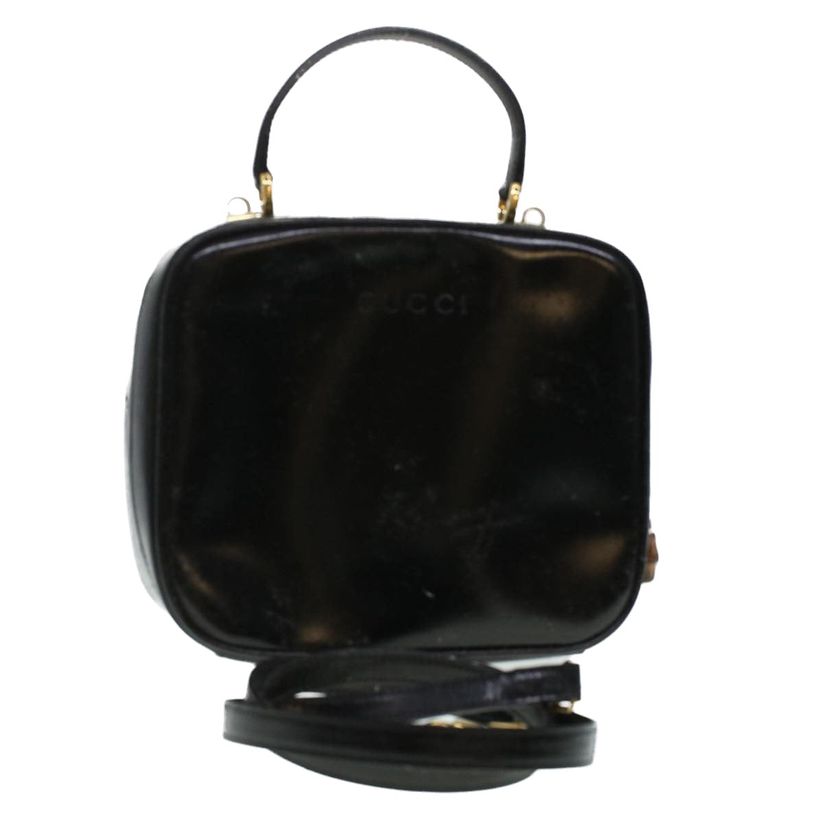 GUCCI Vanity Cosmetic Pouch Enamel 2way Black 44406