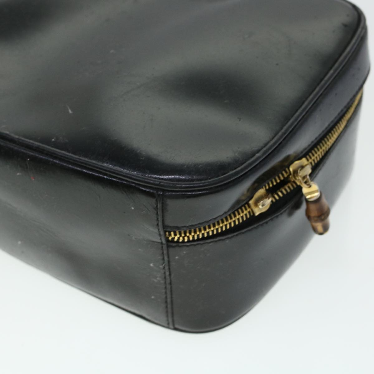 GUCCI Vanity Cosmetic Pouch Enamel 2way Black 44406