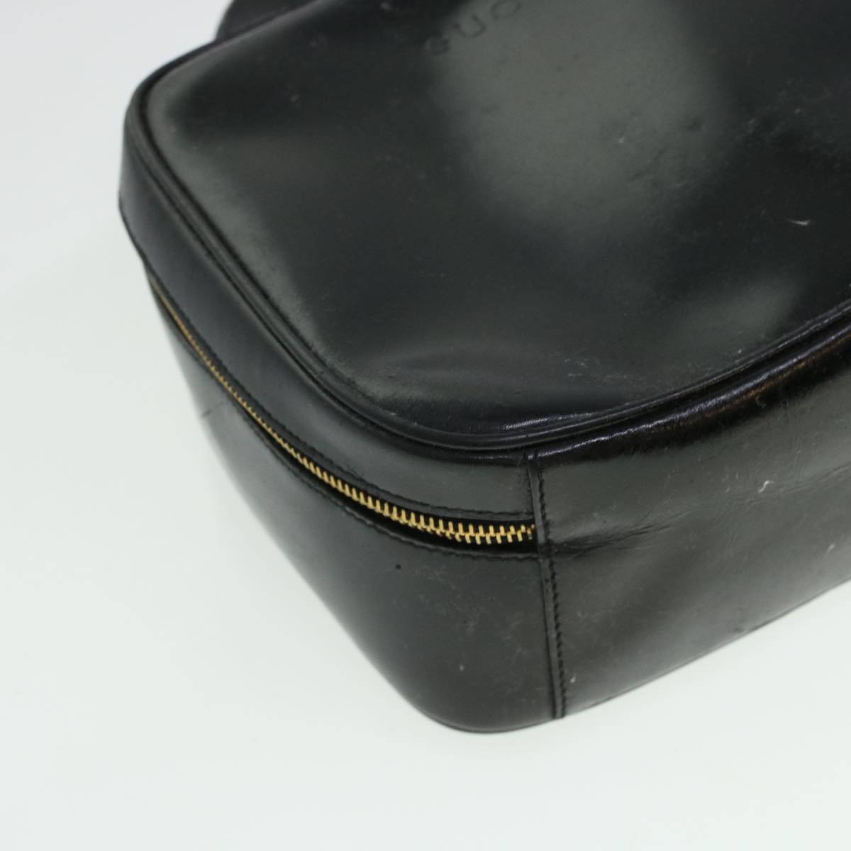 GUCCI Vanity Cosmetic Pouch Enamel 2way Black 44406