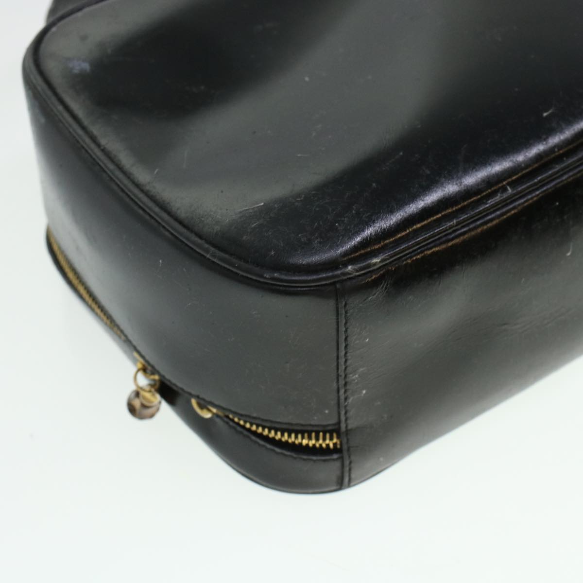 GUCCI Vanity Cosmetic Pouch Enamel 2way Black 44406
