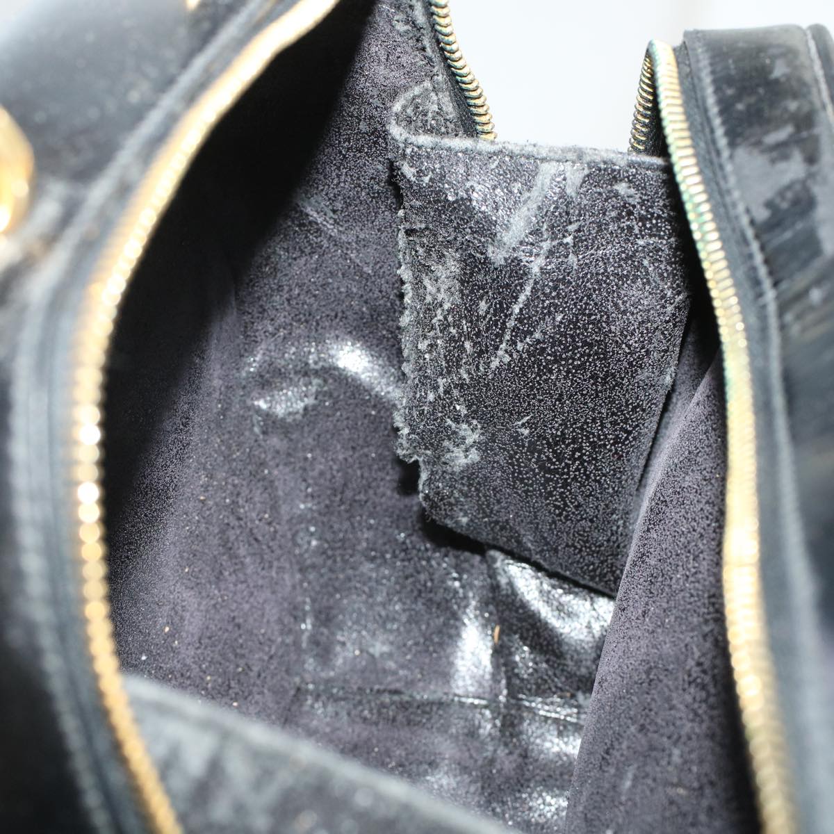 GUCCI Vanity Cosmetic Pouch Enamel 2way Black 44406