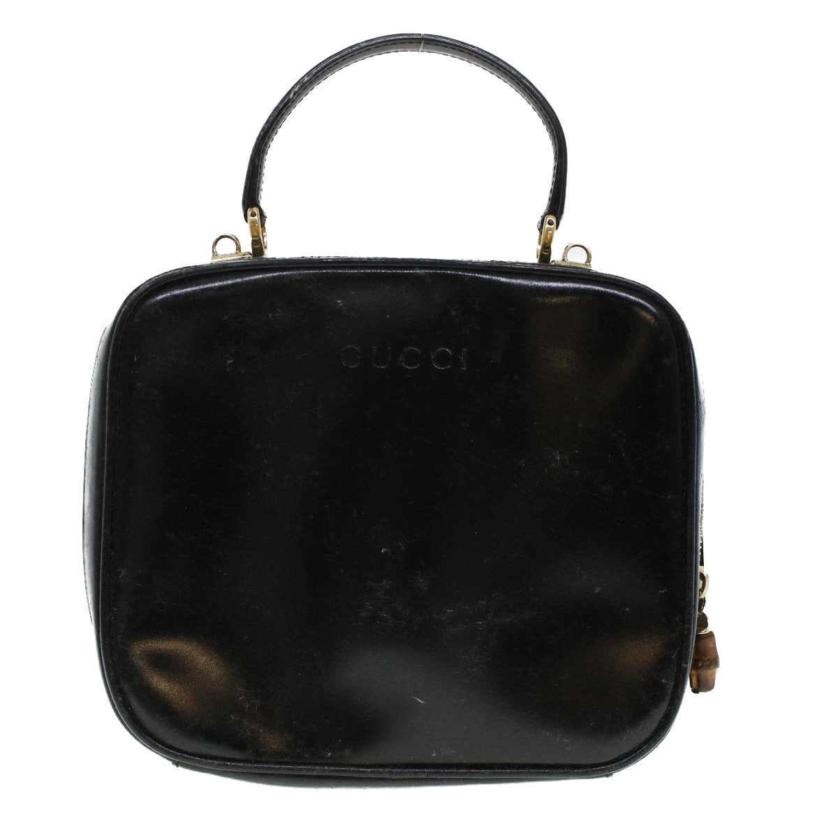 GUCCI Vanity Cosmetic Pouch Enamel 2way Black 44406