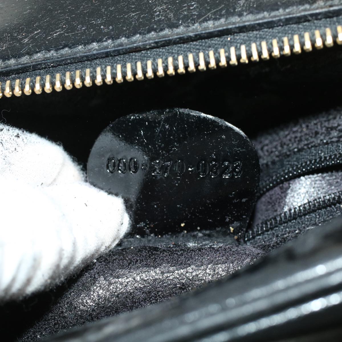 GUCCI Vanity Cosmetic Pouch Enamel 2way Black 44406