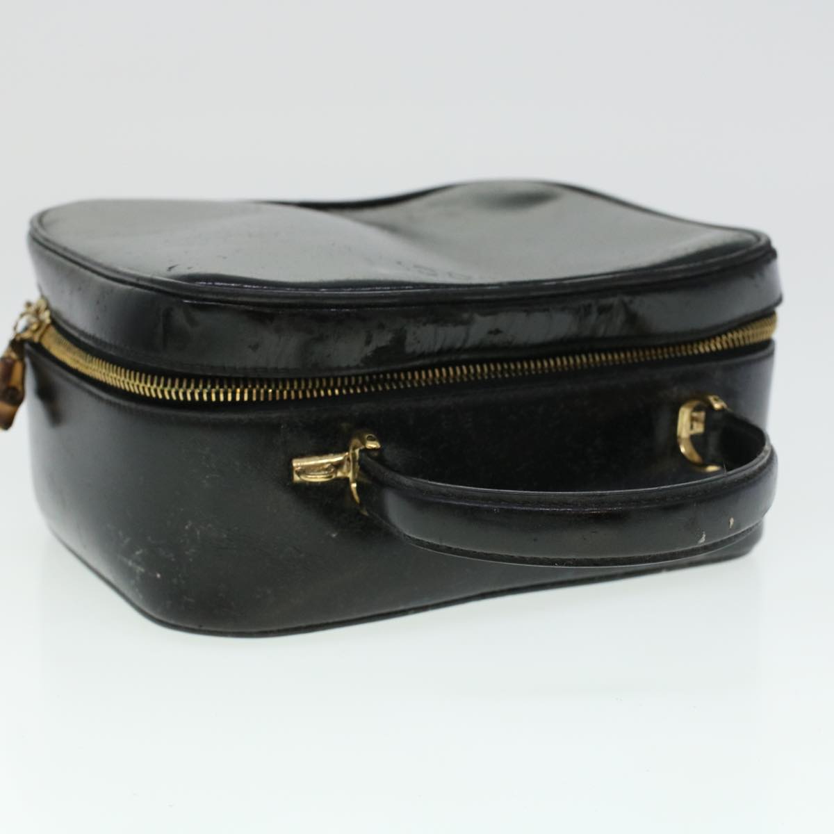 GUCCI Vanity Cosmetic Pouch Enamel 2way Black 44406