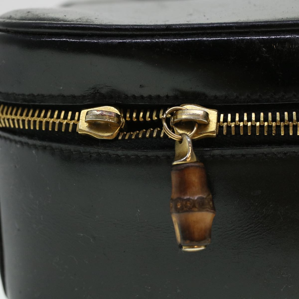 GUCCI Vanity Cosmetic Pouch Enamel 2way Black 44406