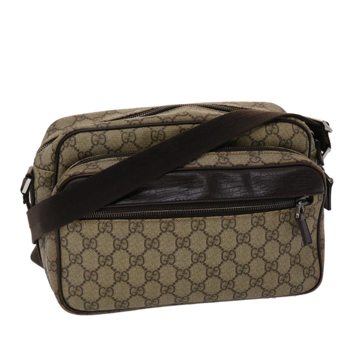 GUCCI GG Canvas Shoulder Bag PVC Leather Beige 114531 45947