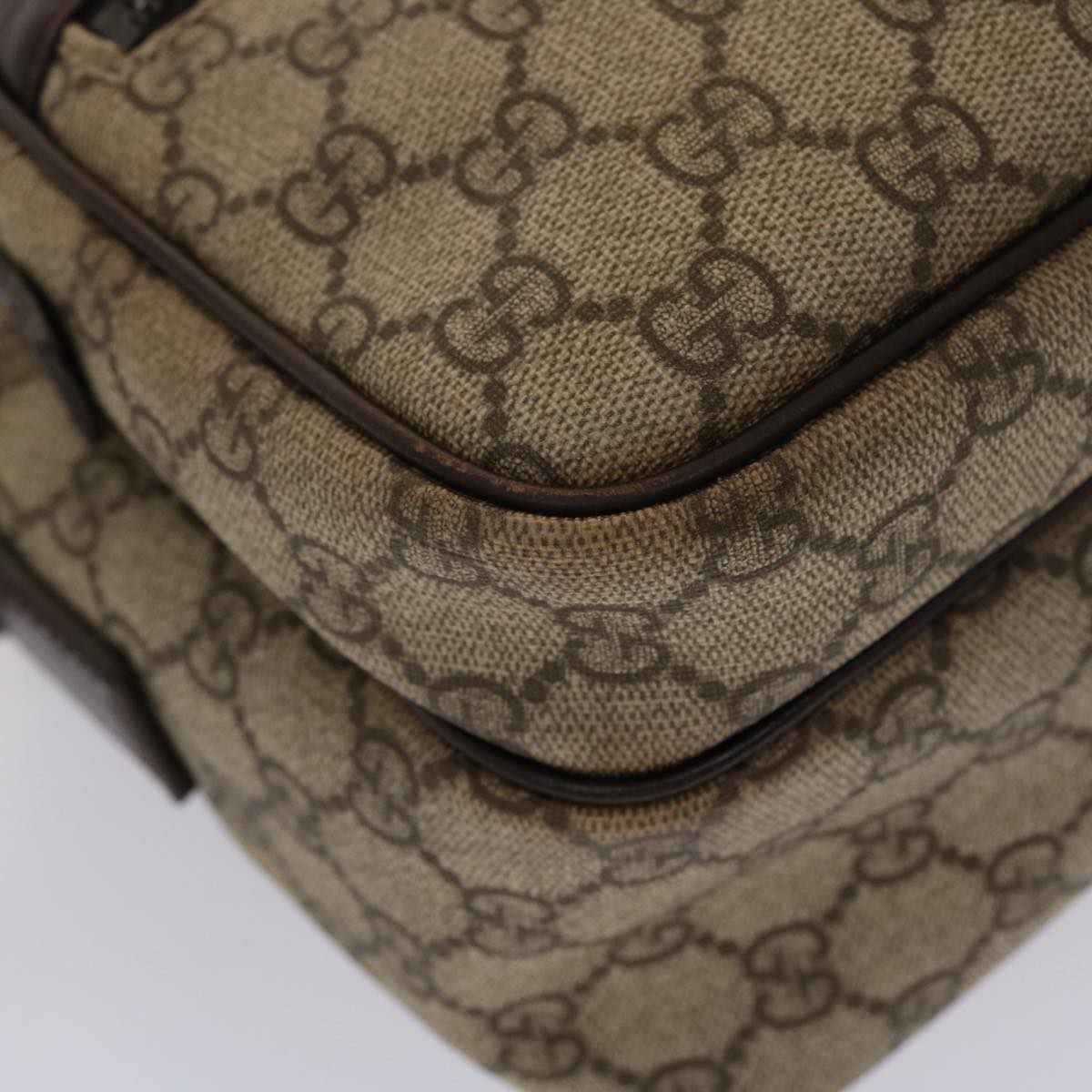 GUCCI GG Canvas Shoulder Bag PVC Leather Beige 114531 45947
